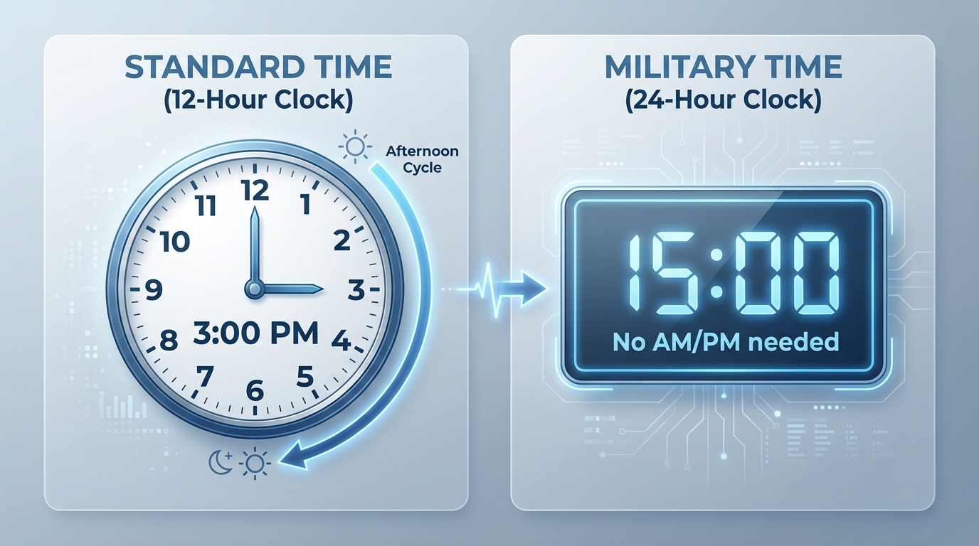 Military Time Conversion Chart from 12 hour AM PM to 24 hour clock